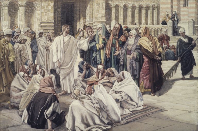 Jesus enseignant devant les Pharisiens